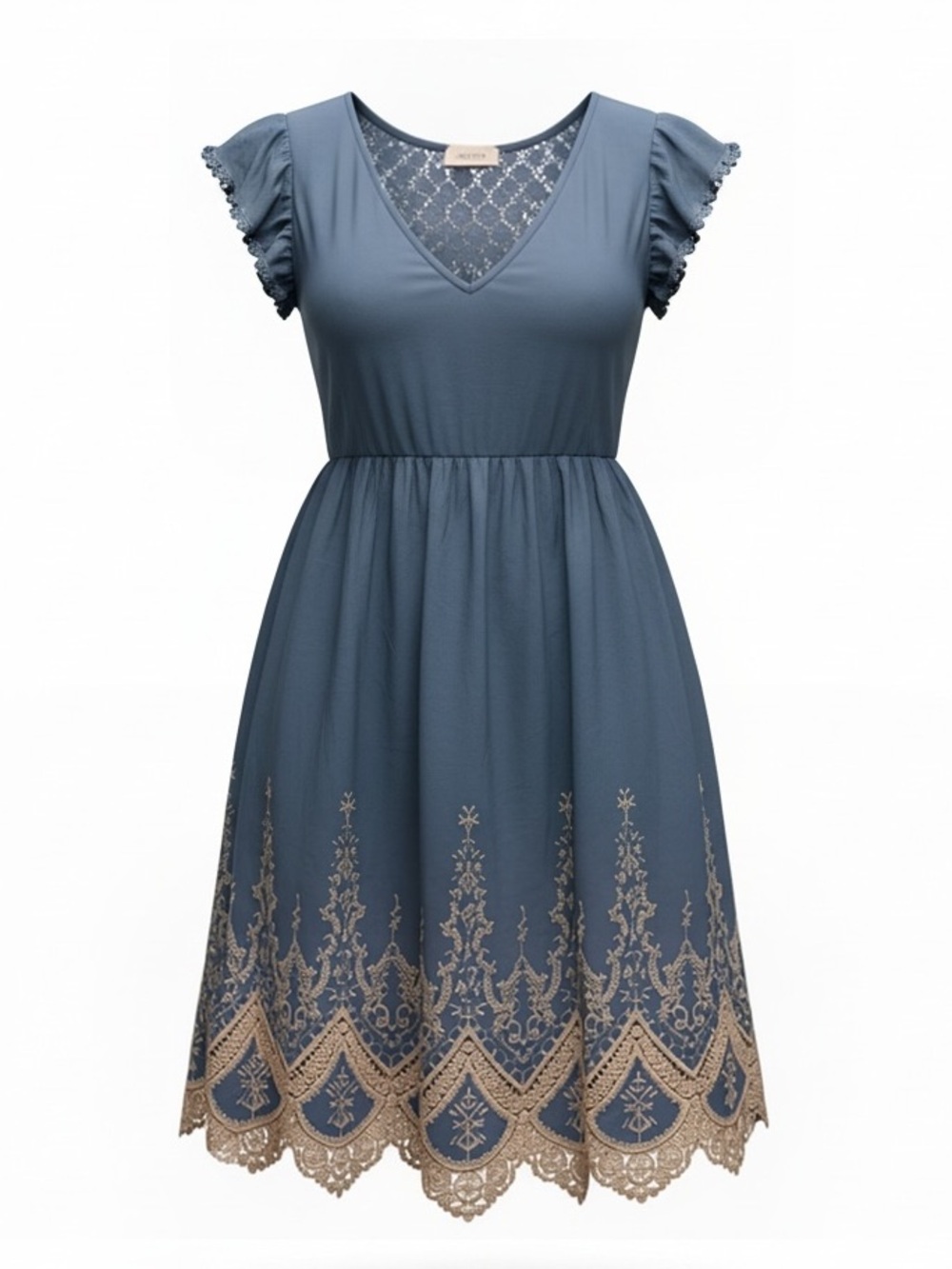 Altar’d State Blue Lace Embroidered Babydoll Dress Size S